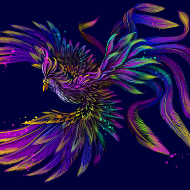 Künstlerisches, neonfarbenes Porträt eines Phoenix im Stil der Pop-Art 200 Puzzle 3D Modell