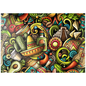 Darstellung des Puzzle-Motivs Mexiko doodles – Puzzleteile: 1000