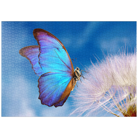 puzzleplate Morpho-Schmetterling mit Leuchterblume 1000 Puzzle