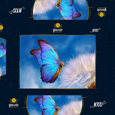 Morpho-Schmetterling mit Leuchterblume 1000 Puzzle Schachtel 3D Modell