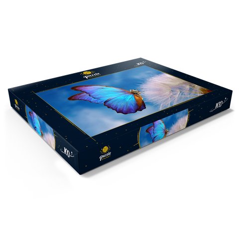 Morpho-Schmetterling mit Leuchterblume 100 Puzzle Schachtel Ansicht1