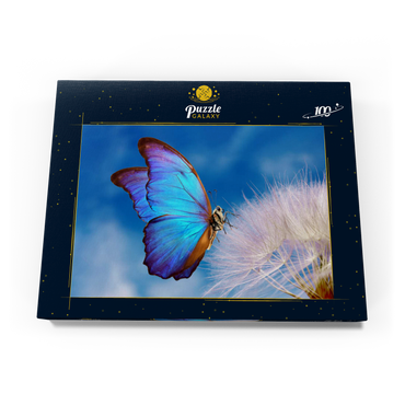 Morpho-Schmetterling mit Leuchterblume 100 Puzzle Schachtel Ansicht3