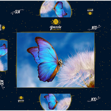 Morpho-Schmetterling mit Leuchterblume 100 Puzzle Schachtel 3D Modell