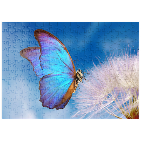 puzzleplate Morpho-Schmetterling mit Leuchterblume 200 Puzzle