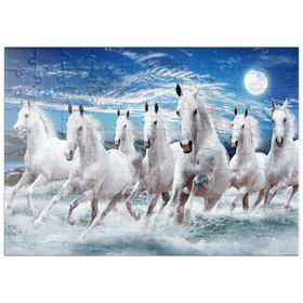 Darstellung des Puzzle Motivs Sieben Pferde im Galopp - Puzzleteile: 100