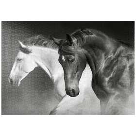 Darstellung des Puzzle-Motivs Pferde laufen Galopp in der Wüste – Puzzleteile: 1000