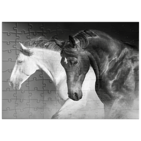 Darstellung des Puzzle Motivs Pferde laufen Galopp in der Wüste - Puzzleteile: 100