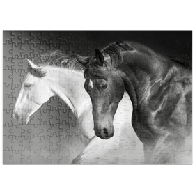 Darstellung des Puzzle Motivs Pferde laufen Galopp in der Wüste - Puzzleteile: 200