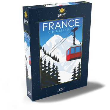 Chamonix Frankreich, Art Deco style Vintage Poster, Illustration 1000 Puzzle Schachtel Ansicht2