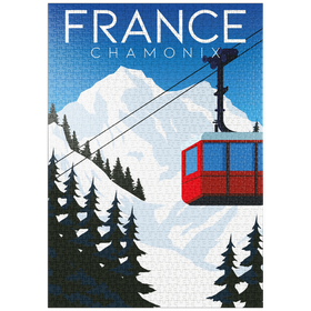 Darstellung des Puzzle Motivs Chamonix Frankreich, Art Deco style Vintage Poster, Illustration - Puzzleteile: 1000