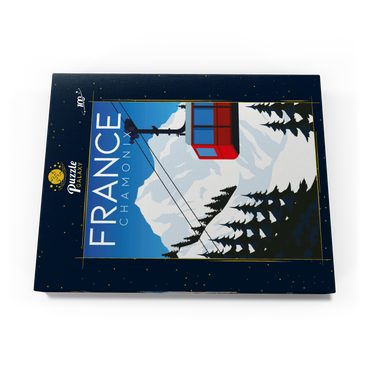 Chamonix Frankreich, Art Deco style Vintage Poster, Illustration 100 Puzzle Schachtel Ansicht3