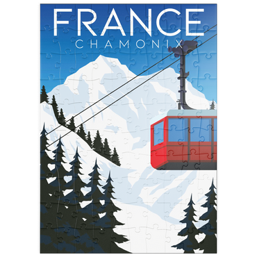 puzzleplate Chamonix Frankreich, Art Deco style Vintage Poster, Illustration 100 Puzzle