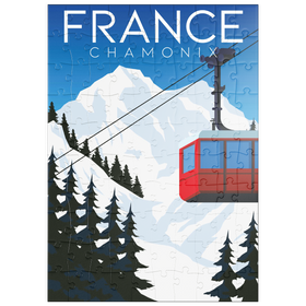 Darstellung des Puzzle Motivs Chamonix Frankreich, Art Deco style Vintage Poster, Illustration - Puzzleteile: 100