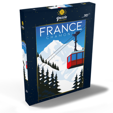 Chamonix Frankreich, Art Deco style Vintage Poster, Illustration 200 Puzzle Schachtel Ansicht2