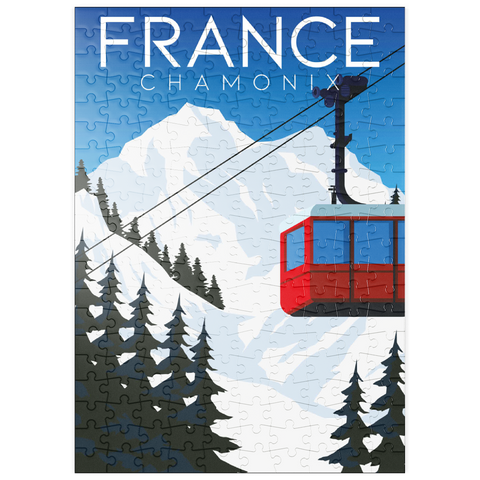 puzzleplate Chamonix Frankreich, Art Deco style Vintage Poster, Illustration 200 Puzzle