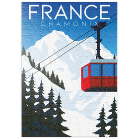 Darstellung des Puzzle Motivs Chamonix Frankreich, Art Deco style Vintage Poster, Illustration - Puzzleteile: 200