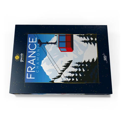 Chamonix Frankreich, Art Deco style Vintage Poster, Illustration 500 Puzzle Schachtel Ansicht3