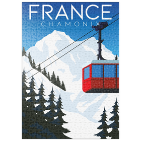 Darstellung des Puzzle-Motivs Chamonix Frankreich, Art Deco style Vintage Poster, Illustration – Puzzleteile: 500