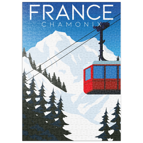 puzzleplate Chamonix Frankreich, Art Deco style Vintage Poster, Illustration 500 Puzzle