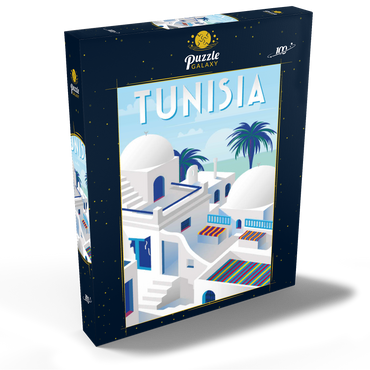 Tunesien, Art Deco style Vintage Poster, Illustration 100 Puzzle Schachtel Ansicht2