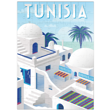 puzzleplate Tunesien, Art Deco style Vintage Poster, Illustration 100 Puzzle