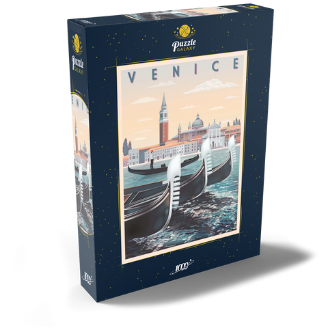 Venedig, Italien, Vietnam, Art Deco style Vintage Poster, Illustration 1000 Puzzle Schachtel Ansicht2
