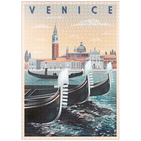 Darstellung des Puzzle-Motivs Venedig, Italien, Art Deco style Vintage Poster, Illustration – Puzzleteile: 1000