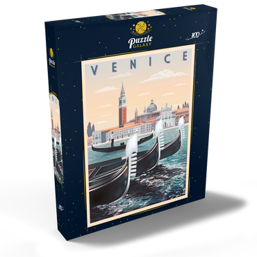 Venedig, Italien, Vietnam, Art Deco style Vintage Poster, Illustration 100 Puzzle Schachtel Ansicht2