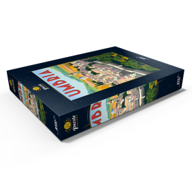 Darstellung des Puzzle Motivs Umbrien Italien, Art Deco style Vintage Poster, Illustration - Puzzleteile: 1000