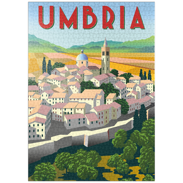 puzzleplate Umbrien Italien, Art Deco style Vintage Poster, Illustration 1000 Puzzle