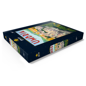 Darstellung des Puzzle Motivs Umbrien Italien, Art Deco style Vintage Poster, Illustration - Puzzleteile: 100