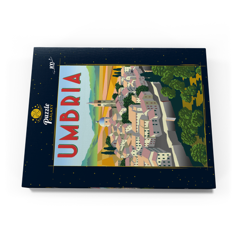 Umbrien Italien, Art Deco style Vintage Poster, Illustration 100 Puzzle Schachtel Ansicht3