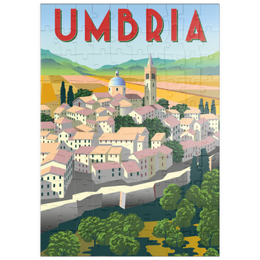 puzzleplate Umbrien Italien, Art Deco style Vintage Poster, Illustration 100 Puzzle