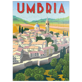 Darstellung des Puzzle Motivs Umbrien Italien, Art Deco style Vintage Poster, Illustration - Puzzleteile: 100