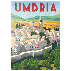 Darstellung des Puzzle-Motivs Umbrien Italien, Art Deco style Vintage Poster, Illustration – Puzzleteile: 200