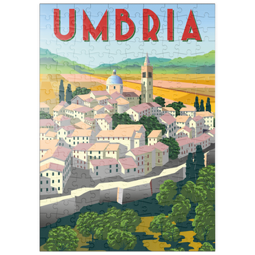 puzzleplate Umbrien Italien, Art Deco style Vintage Poster, Illustration 200 Puzzle
