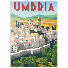 Darstellung des Puzzle-Motivs Umbrien Italien, Art Deco style Vintage Poster, Illustration – Puzzleteile: 500