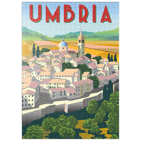 puzzleplate Umbrien Italien, Art Deco style Vintage Poster, Illustration 500 Puzzle
