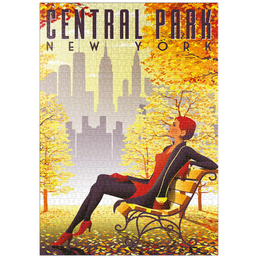 puzzleplate Central Park, New York, Art Deco style Vintage Poster, Illustration 1000 Puzzle