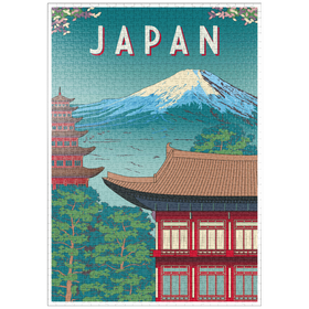Darstellung des Puzzle Motivs Traditionelles Haus, Japan, Art Deco style Vintage Poster, Illustration - Puzzleteile: 1000