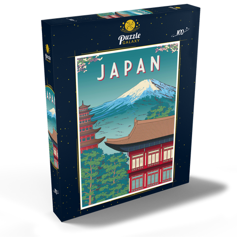 Traditionelles Haus, Japan, Art Deco style Vintage Poster, Illustration 100 Puzzle Schachtel Ansicht2