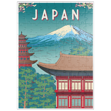 puzzleplate Traditionelles Haus, Japan, Art Deco style Vintage Poster, Illustration 100 Puzzle