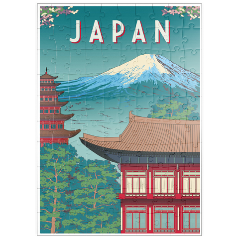 puzzleplate Traditionelles Haus, Japan, Art Deco style Vintage Poster, Illustration 100 Puzzle