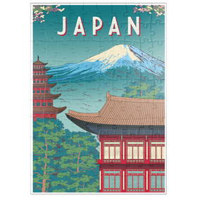 Darstellung des Puzzle Motivs Traditionelles Haus, Japan, Art Deco style Vintage Poster, Illustration - Puzzleteile: 100