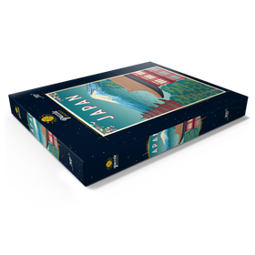 Darstellung des Puzzle Motivs Traditionelles Haus, Japan, Art Deco style Vintage Poster, Illustration - Puzzleteile: 200