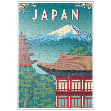 puzzleplate Traditionelles Haus, Japan, Art Deco style Vintage Poster, Illustration 200 Puzzle