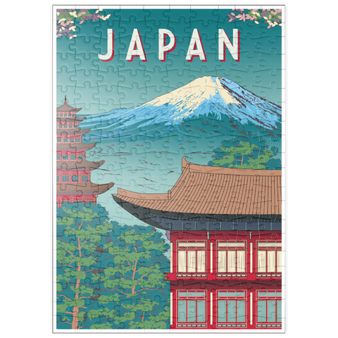 puzzleplate Traditionelles Haus, Japan, Art Deco style Vintage Poster, Illustration 200 Puzzle