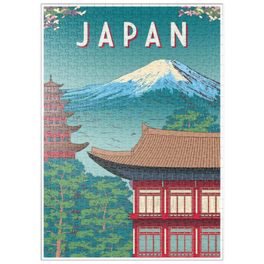 puzzleplate Traditionelles Haus, Japan, Art Deco style Vintage Poster, Illustration 500 Puzzle