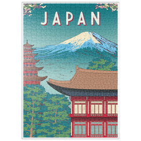 Darstellung des Puzzle Motivs Traditionelles Haus, Japan, Art Deco style Vintage Poster, Illustration - Puzzleteile: 500