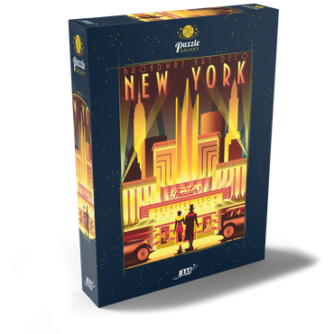 New York Night Broadway, Art Deco style Vintage Poster, Illustration 1000 Puzzle Schachtel Ansicht2